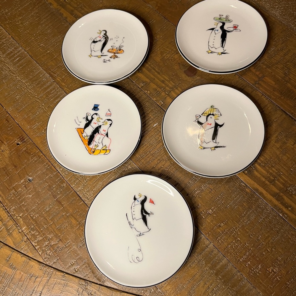 Pottery Barn coasters look like mini plates penguin 6
